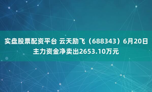 实盘股票配资平台 云天励飞（688343）6月20日主力资金净卖出2653.10万元